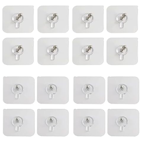 WYAN 16 Pcs Punch-Free Wall-Mounted Screw Hook,Self Adhesive Screw Hooks,Seamless Waterproof Hooks(8Pcs 8mm+8Pcs 16mm Screw Rod) Cover