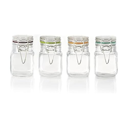 Pfaltzgraff Preserving Jar with Wire Clamp Closure Set, 3-Ounce, Assorted, 4-Count