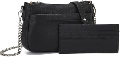 Idesort Small Crossbody Bag for Women Soft Vegan Leather Shoulder Purses Handbags with wallet Black