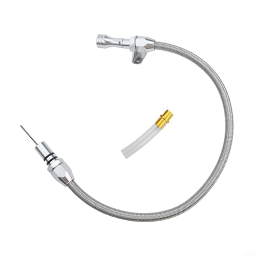 Jauge de transmission flexible pour jauge de vitesse automatique CHEVY 700R4 en acier inoxydable pour SBC BBCTH350 Turbo 350 Poignée en aluminium Jauge de niveau de fluide Boîtier tressé résistant à