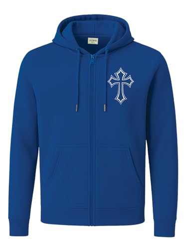Image of ADRO Men's Regular Fit Zip-Up Hoodie for man | 320 GSM Cotton Poly Fleece Zipper Sweatshirt with Soft Fabric & Printed Hoodies