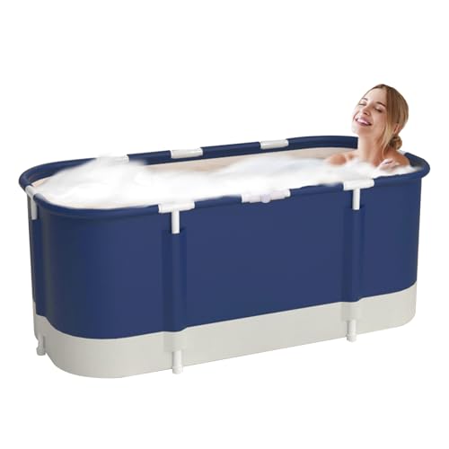 Sinbide Baignoire Pliable Adulte, Grand Antidérapant Baignoires Portable Mobile pour Douche, Pliante SPA Baignoire pour Petite Salle de Bain, 115x60x55cm