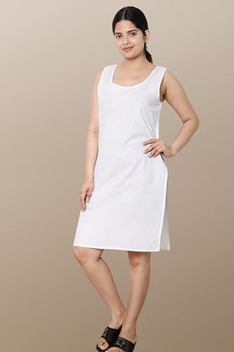 Image of KASANI Women's Camisole Cotton Long Knee-Length Sameej /Slip /Inner, Sleeveless, Pack of 2