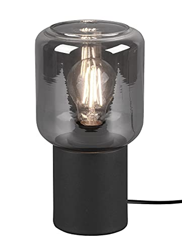 Reality Leuchten Lampa stołowa Nico R50591032, metal czarny matowy, szkło barwione dym, bez 1x E27