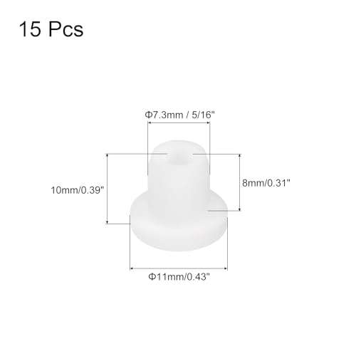 Image of MECCANIXITY 15pcs T-Shaped Silicone Plugs 7.3mm 5 /16 Inch Dia Snap in Plug Hole Seal Cover Round Rubber Stopper for Kitchen Rubber Bulkheads Waterproof Sealing Plugs White