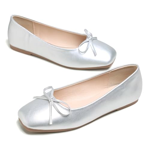 Image of Dear Time Women's Casual Foldable Ballet Flats Square Toe Ballerina Flats Shoes Comfortable
