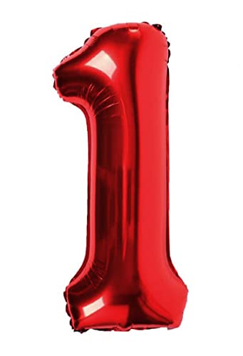 Globe Chiffre Rouge 100cm Géant Ballon Mylar Grand Idéal pour fête Convient à l'hélium Numéro 1