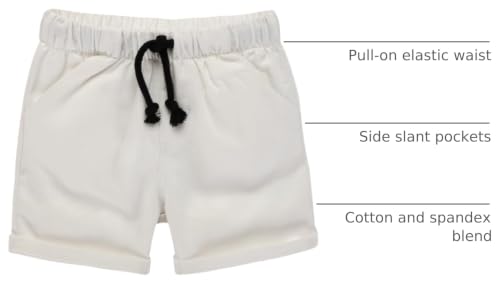 Image of HILEELANG Toddler Boy Chino Shorts Summer Cotton Stretch Drawstring School Uniform Jogger Shorts 2 Pack