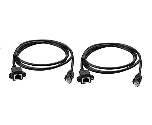 Image of LipiWorld Rj45 Male to Female LAN Cable LAN Network 8 Pin Extension Cable CAT6E Network Panel Mount Screw Lock Ethernet Extension Cable (Pack Of 2-1.5m)