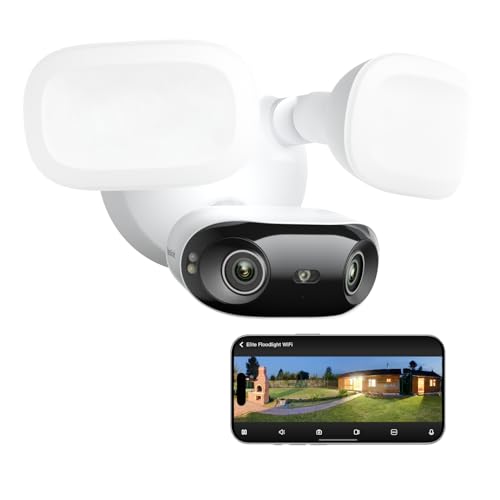 Reolink Elite Floodlight WiFi, 4K Wi-Fi 6 Überwachungskamera Aussen mit 3000 Lumen Flutlicht, Dimmbares Licht(3000K~6500K), WLAN Kamera Outdoor, Lokale KI-Videosuche, 180° Panoramablick, KI-Erkennung
