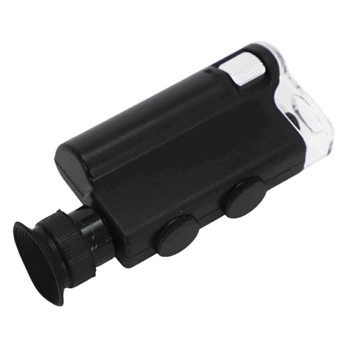 VIRELLO Microscopio gemológico portátil, zoom de 200x 240x con luz UV para evaluación de joyas, lupa de mano ABS compacta para pruebas de piedras preciosas