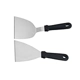Cabilock 2 Stück Teiliges Edelstahl Grillspachtel Set Flexibel Hitzebeständig Vielseitig für Teppanyaki Steak BBQ Pfannkuchen Küchenzubehör