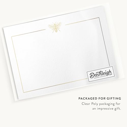 Image of Dashleigh Gold Foil Bee Notecards - 50 Blank Cards, 4x6 inches - Luxury Bee Themed Stationery for Thank You Notes & Gifts