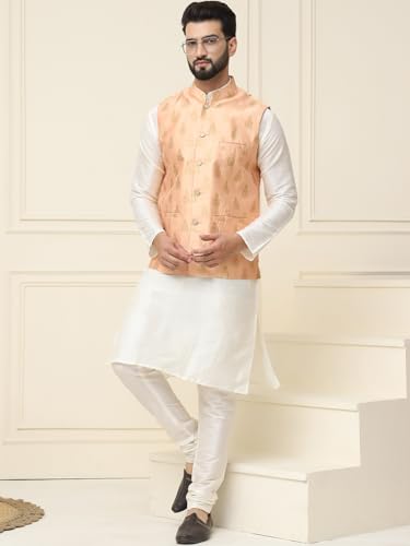 Image of SOJANYA (Since 1958 Men's Silk Blend Kurta Pyjama With Nehrujacket Set