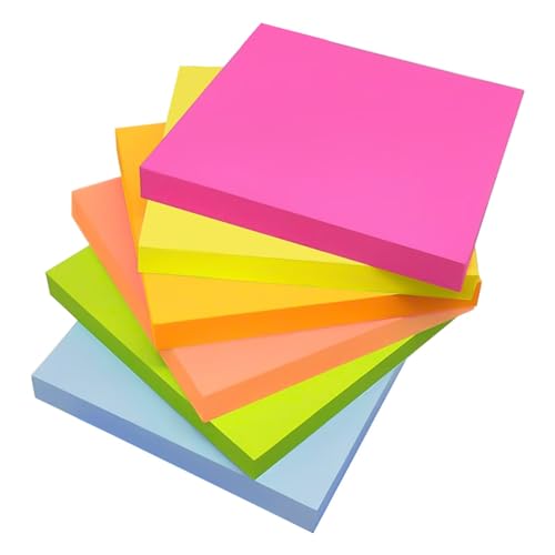 Annvchi Haftnotizen, 76 mm x 76 mm, 6 Farben, 100 Blatt pro Farbe, Sticky Notes, Klebezettel, Einfach zu Schreiben und Aufzukleben, Wiederverwendbar, Geeignet für Zuhause, Schule und Büro