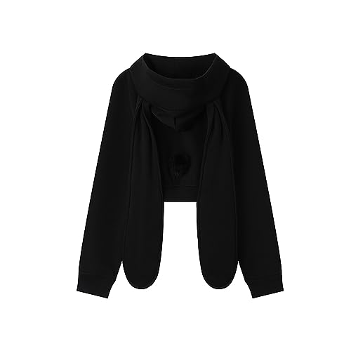YEMOCILE Women's Kawaii Bunny Ear Oversized Hoodie Zip Up