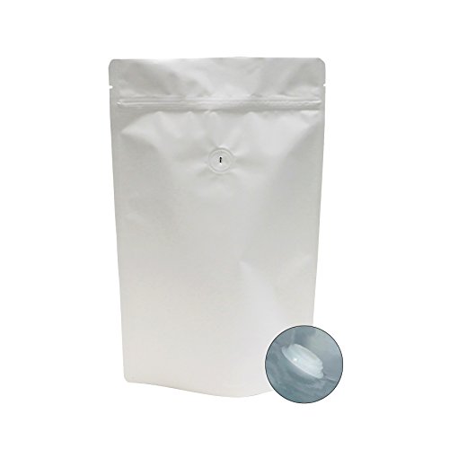 AwePackage High Barrier 12 oz Foil Stand up Zipper Pouch Coffee Bag with Valve (Matte White, 50)