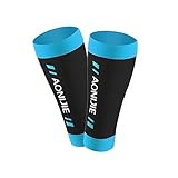 Calf Compression Sleeves Marathon for Women Men Compression Socks Calf Brace Muscle Pain Relief for Running Marathon Hiking Soccer (Black & Blue, Medium)