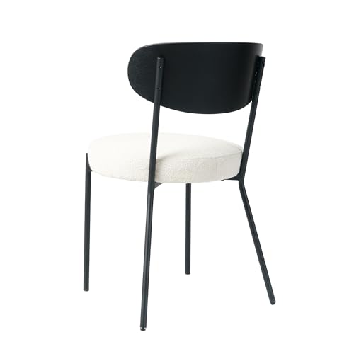 FEMICON Modern Boucle Dining Chair Set for Enhanced Comfort and Style, Ergonomic Design with Ash Veneer Back, Kitchen, Dining, and Living Spaces
