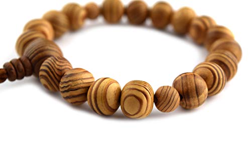 Japanese Cedar Rare Yakusugi Wood Bracelet Unisex Rosary Prayer Beads Handmade In Kyoto Mala Beads For Men (8.0Mm) #TOP3