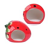 Abaodam Kleiner Hamsterhaus aus Keramik Erdbeerform Haustierbetthaus Kreatives Hamsternest für Kleine Tiere Langlebiges Versteck im Käfig Dekoratives Heimtierzubehör