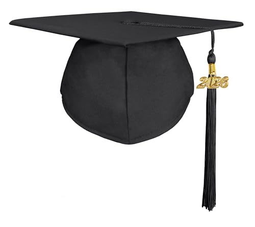 GradPlaza Matte Graduation Cap 2026 Tassel Black Graduation hat for High School College Adult 2026