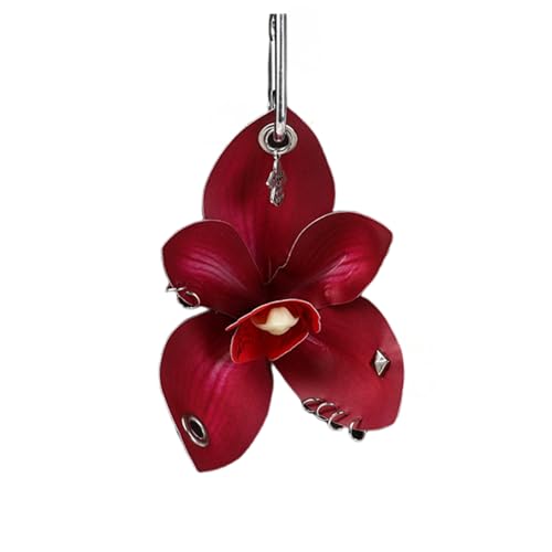 MANGMAO Studded Fake Orchidee Tas Charms Voor Handtas Kawaii Bloem Sleutelhanger Leuke Y2k Accessoires 2000 Vintage Portemonnee Charms, Medium, Gemengd materiaal