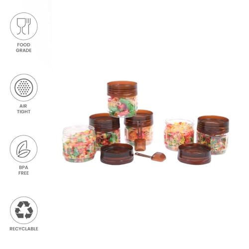 Image of 100ml Airtight BPA-Free Plastic Container for Spices & Masalas - Leak-Proof Small Kitchen Storage Jar - Stackable, Transparent, Odor-Free, Food Grade Spice Box for Pantry Organization Set of 6