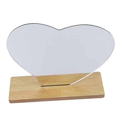 VICASKY Aesthetic Heart Shaped Makeup Mirror with Wooden Base Durable Frameless Decorative Tabletop Mirror for Easy Makeup Application Shaving Bedroom Bathroom