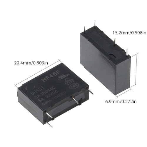 Relé de potencia HF46F-024-HS1 de 24V CC y 4 pines para control de 5A 4