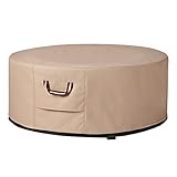 QH.HOME Fire Pit Cover 48 Inch Round - Heavy Duty 900D Strong Tear-Resistant and UV Resistant and...