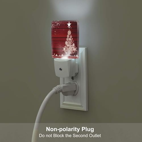 Image of Christmas Tree Night Light Set of 2 Auto Sensor LED Dusk-to-Dawn Nightlights Plug-in Sensor Lamp for Bedroom Bathroom Kitchen Hallway Stairs Decorative