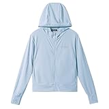 [Rolanko] 子供 日焼け止めシャケット キッズ パーカー 女の子 ラッシュガード フード付き 薄手 紫外線対策 冷房対策 普段着 スモッグブルー 120