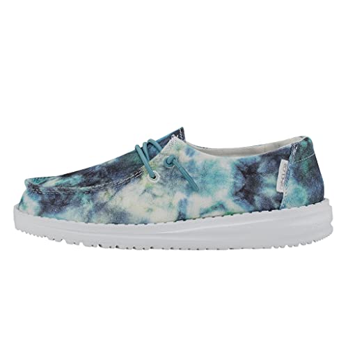 Image of HEYDUDE Girl's Wendy Youth Tie Dye | Girl's Lace Up Loafers | Comfortable & Light-Weight