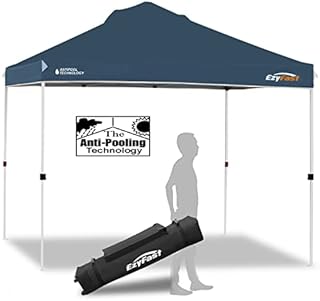 EzyFast Patented Antipool Instant Beach Canopy Shelter for Rain or Sunshine, Portable Straight Leg Pop Up Shade Tent with Wheeled Carry Bag (10'x10', Blue)