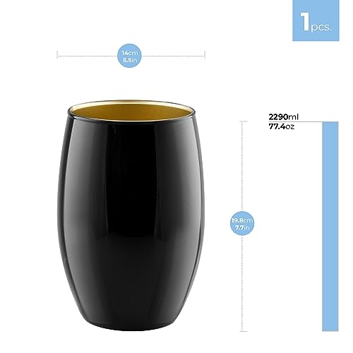 TREND FOR HOME Black Vase for Pampas Grass Wide Neck Vase H: 19.8 cm Round Vase Black Glass Vase Bud Vase Black Vases for Flowers Tulips Candle Holder - Image 2