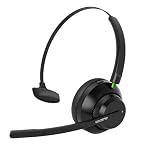 AUSDOM Wireless Trucker Bluetooth Headset: On-Ear Headset with ENC Microphone & Call Mute Button, 50 Hours Working Time for Work from Home Office Call Center Cellphones Laptop, Black
