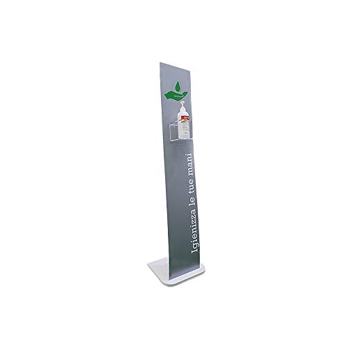 Colonnina igienizzante in alluminio dibond e base in forex, per dispenser gel...