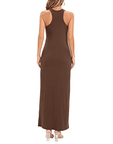 Image of Roselux Women Sleeveless Scoop Neck Striped Maxi Sundresses Loose Racerback Long Dress