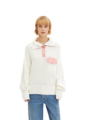 TOM TAILOR Denim Damen Troyer Pullover 1034317, 10338 - Soft Light Beige,...
