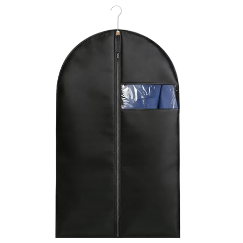 Suit Bags Foldable Dress Bag Garment Bags with Clear Window Black Zipper Dust-Proof Clothes Covers for Home Storage for Coat Jacket Clothes F6-YFFCD (Black-1pc)