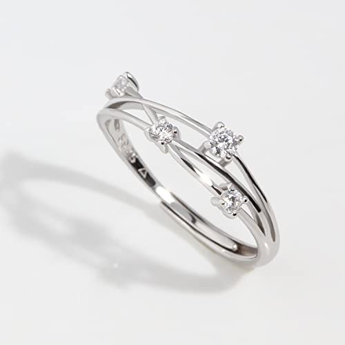 925 Sterling Silver Rings For Women Dainty Simple Stackable Ring Handmade Cubic Zirconia Wedding Bands Gifts For Girlfriend Her Size Adjustable #TOP1