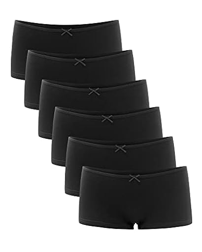 Libella® Bragas Mujer Algodón Cómodo elástico Suave Culotte Shorts (Pack de 6) Negro M | Ya disponible en tu tienda friki favorita! En mundofriki.es!