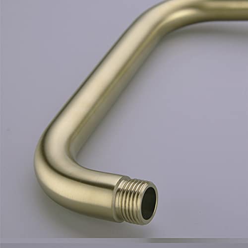 Trustmi 13 Inch S-Shape Shower Arm With Flange, Stainless Steel Pipe Extra Long Replacement Shower Head Holder, Brushed Gold #TOP4