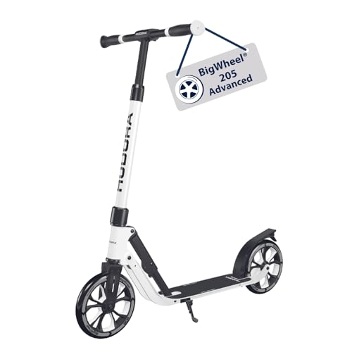 HUDORA BigWheel 205 Advanced Scooter - Patinete de Aluminio cómodo para hasta 100 kg - Patinete Plegable y Ajustable en Altura - Scooter para niños/Adolescentes y Adultos