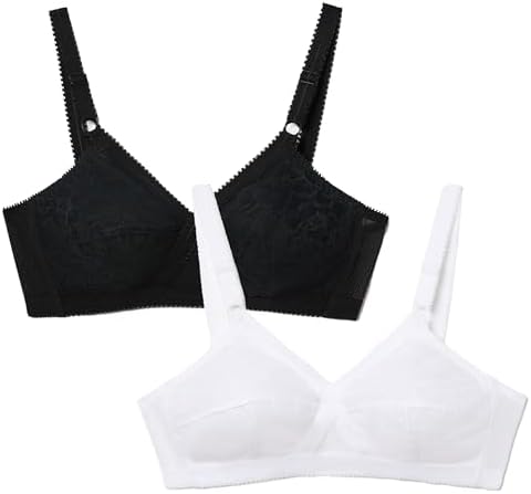 Playtex Set of 2 Women's Crossed Heart Bra, White / Black, 90C