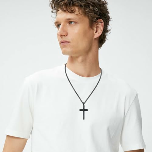 Black Cross Necklace for Men 925 Sterling Silver Cross Pendant Necklace Cross Jewelry Gifts for Men Women4