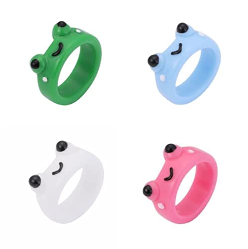 VNEWSCHI Cute Smile Frog Rings - Funny Cartoon Animal Acrylic Resin Ring Set for Women, Men & Teen Girls, Boys