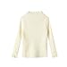 Mud Kingdom Little Girls Mock Neck Sweater Long Sleeve Knit Top Solid Ruffled Collar Undershirt Slim Fit Lettuce Trim Beige Size 7-8