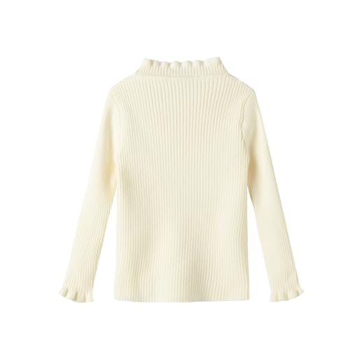 Mud Kingdom Girls Mock Neck Sweater Long Sleeve Knit Top Solid Ruffled Collar Undershirt Slim Fit Lettuce Trim2